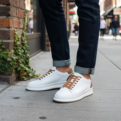 SNEAKERS  BLANC AVEC MARRON